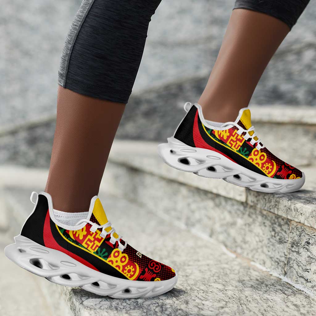 Ghana 2026 Football Clunky Sneakers Go Black Stars Adinkra Curve Stylized - Wonder Print Shop
