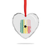 Ghana American Flag Heart Crystal Glass Ornament Vintage Ghanaian Pride Heritage Graphic for Ghanaian Americans