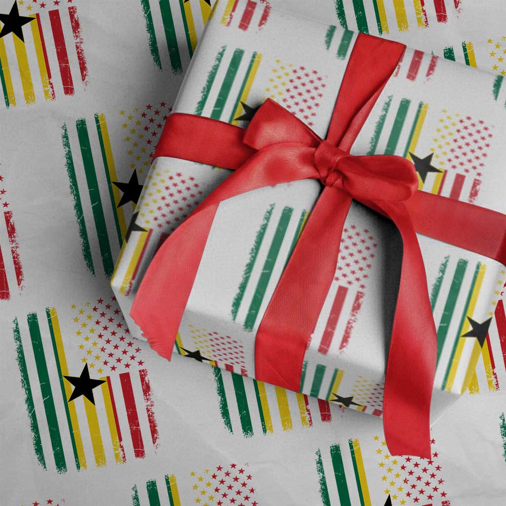 Ghana American Flag Wrapping Paper Roll Vintage Ghanaian Pride Heritage Graphic for Ghanaian Americans