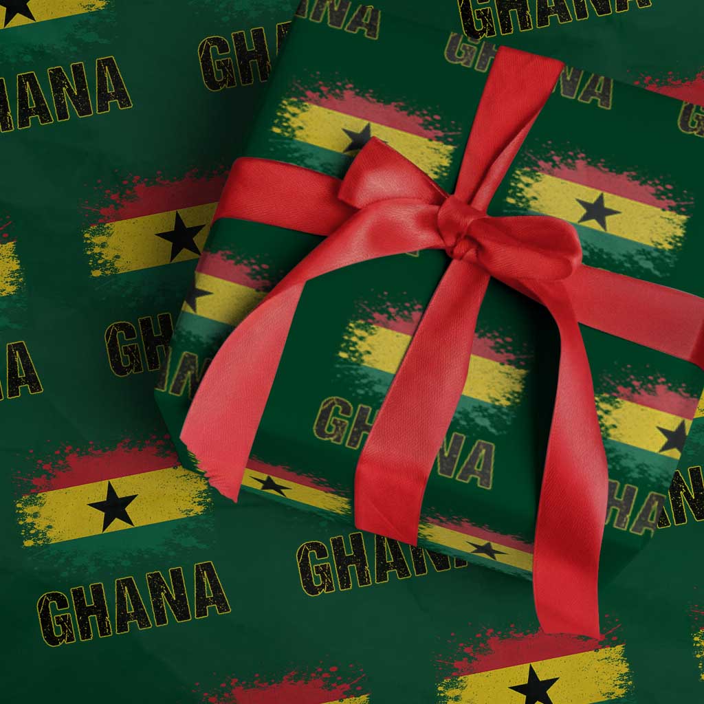 Ghana Wrapping Paper Roll Retro Vintage Watercolors Sport Ghanaian Flag Proud Ghanaians