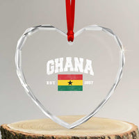Ghana Est 1957 Ghanaian Flag Independence Day Heart Crystal Glass Ornament Ghanaian Heritage Pride