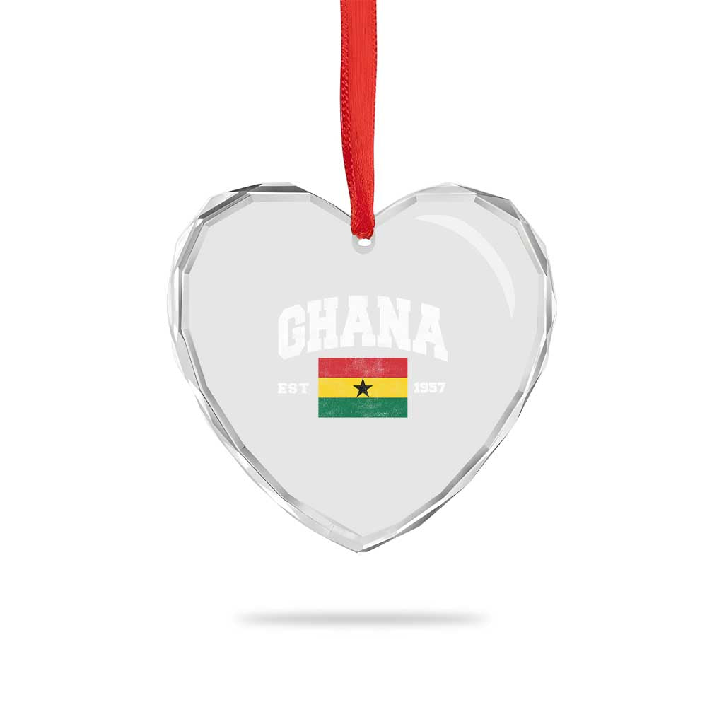 Ghana Est 1957 Ghanaian Flag Independence Day Heart Crystal Glass Ornament Ghanaian Heritage Pride
