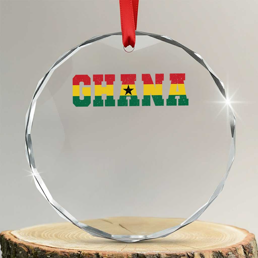 Ghana Flag Crystal Glass Ornament Varsity Lettering Design Ghanaian Pride Heritage Graphic