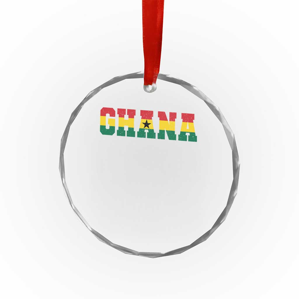 Ghana Flag Crystal Glass Ornament Varsity Lettering Design Ghanaian Pride Heritage Graphic