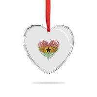 Ghana Flag Heart Ghanaian Flag Heart Crystal Glass Ornament Heart Fireworks Patriotic Independence Day Celebration Graphic