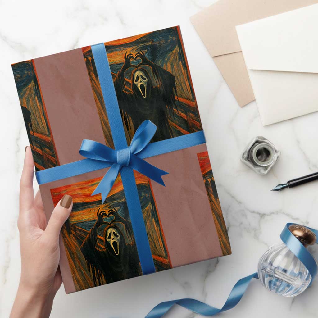 Ghost Heart Hands Wrapping Paper Roll Scary Face Horror Halloween - Wonder Print Shop
