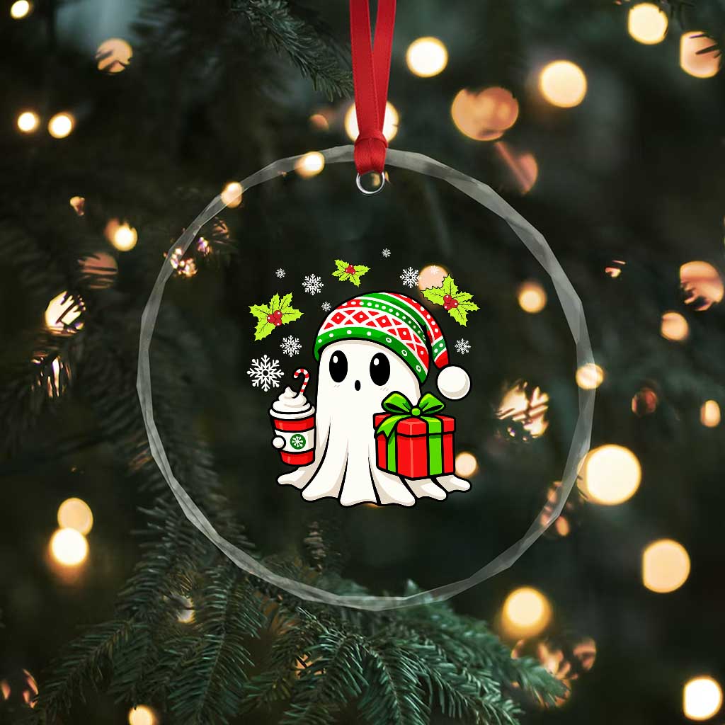 Ghost Santa Christmas Crystal Glass Ornament Holiday Xmas Halloween - Wonder Print Shop
