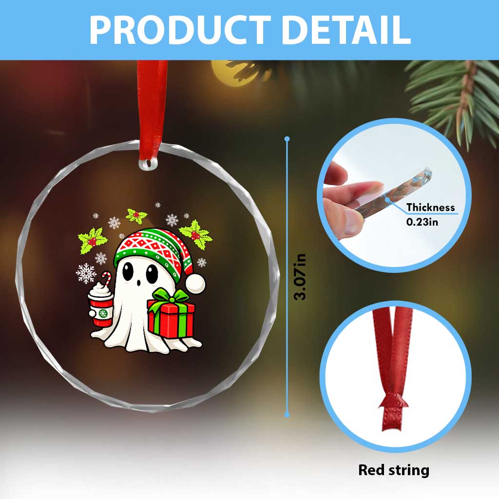 Ghost Santa Christmas Crystal Glass Ornament Holiday Xmas Halloween - Wonder Print Shop