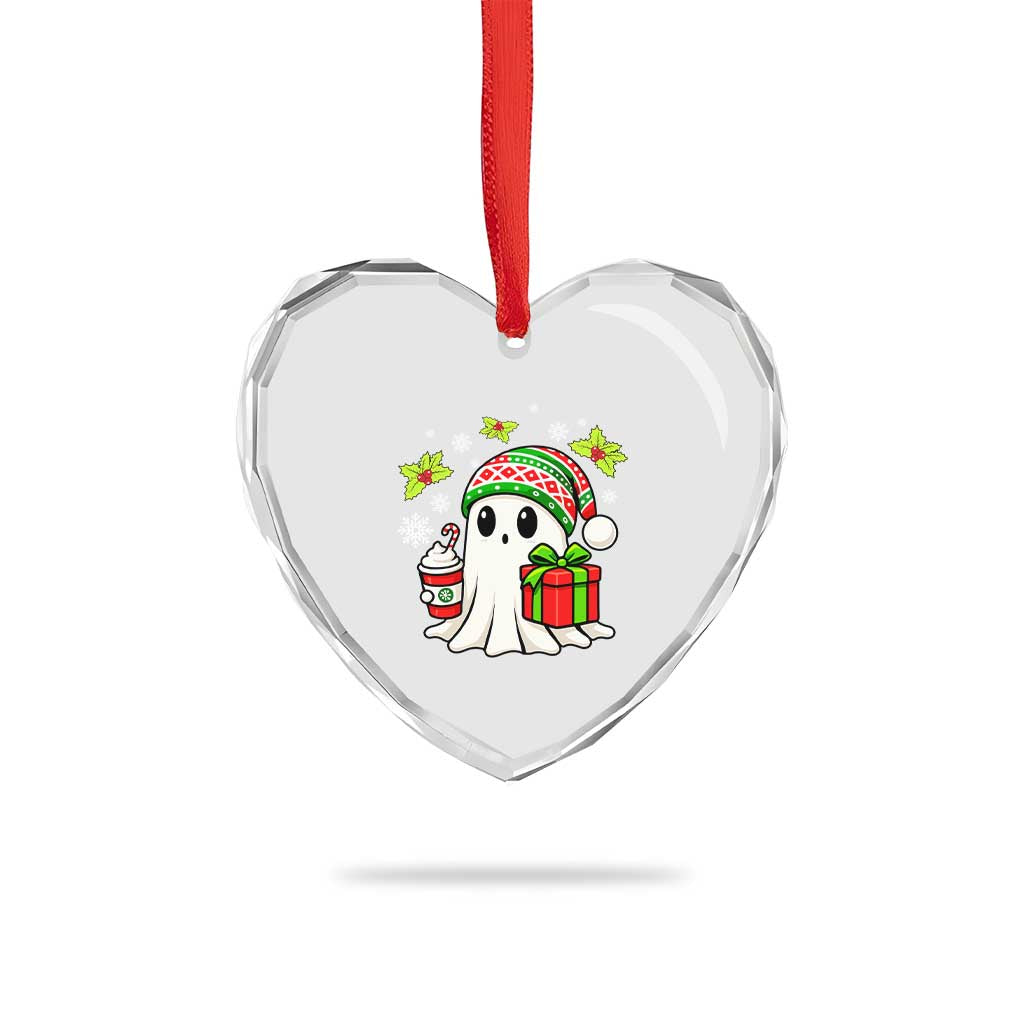 Ghost Santa Christmas Heart Crystal Glass Ornament Holiday Xmas Halloween - Wonder Print Shop