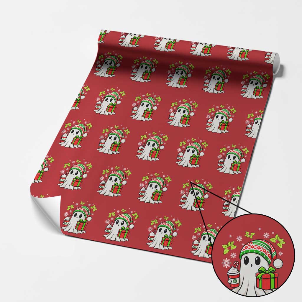 Ghost Santa Christmas Wrapping Paper Roll Holiday Xmas Halloween - Wonder Print Shop