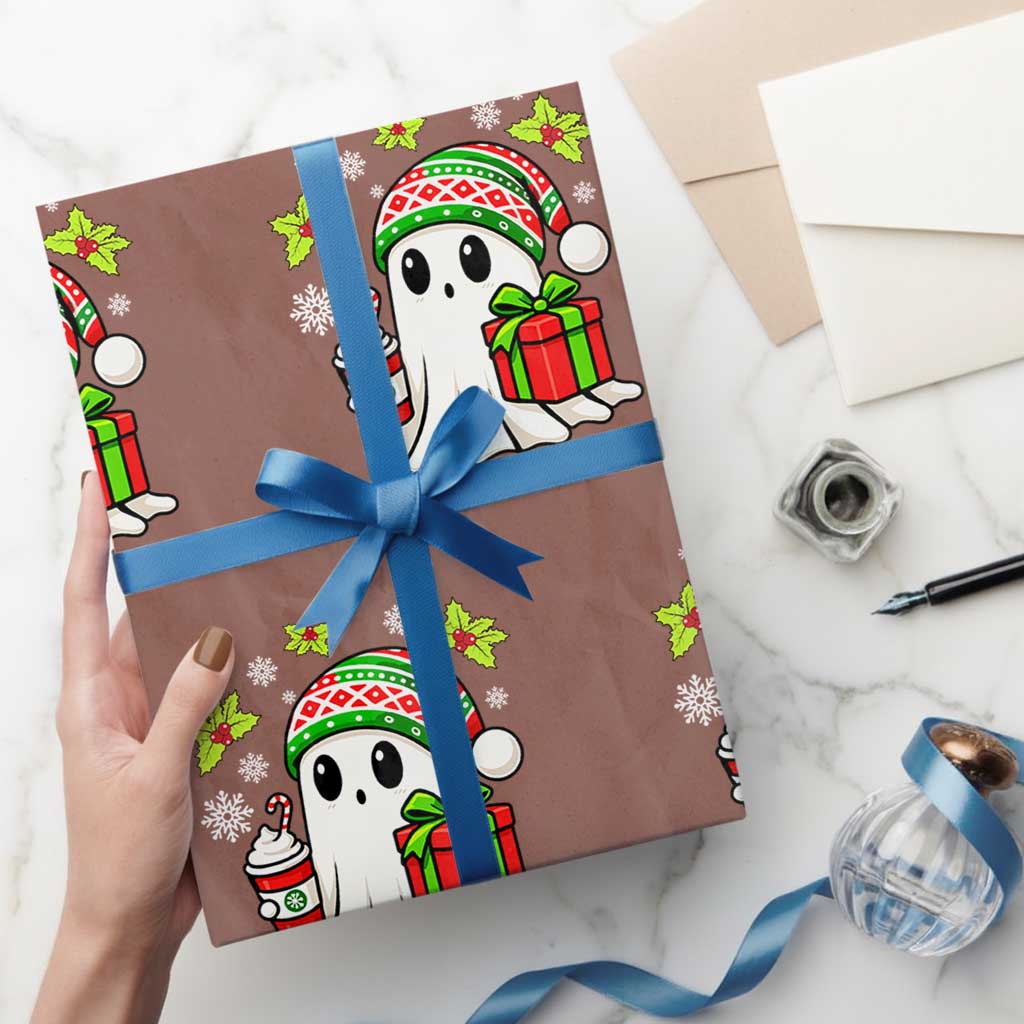 Ghost Santa Christmas Wrapping Paper Roll Holiday Xmas Halloween - Wonder Print Shop