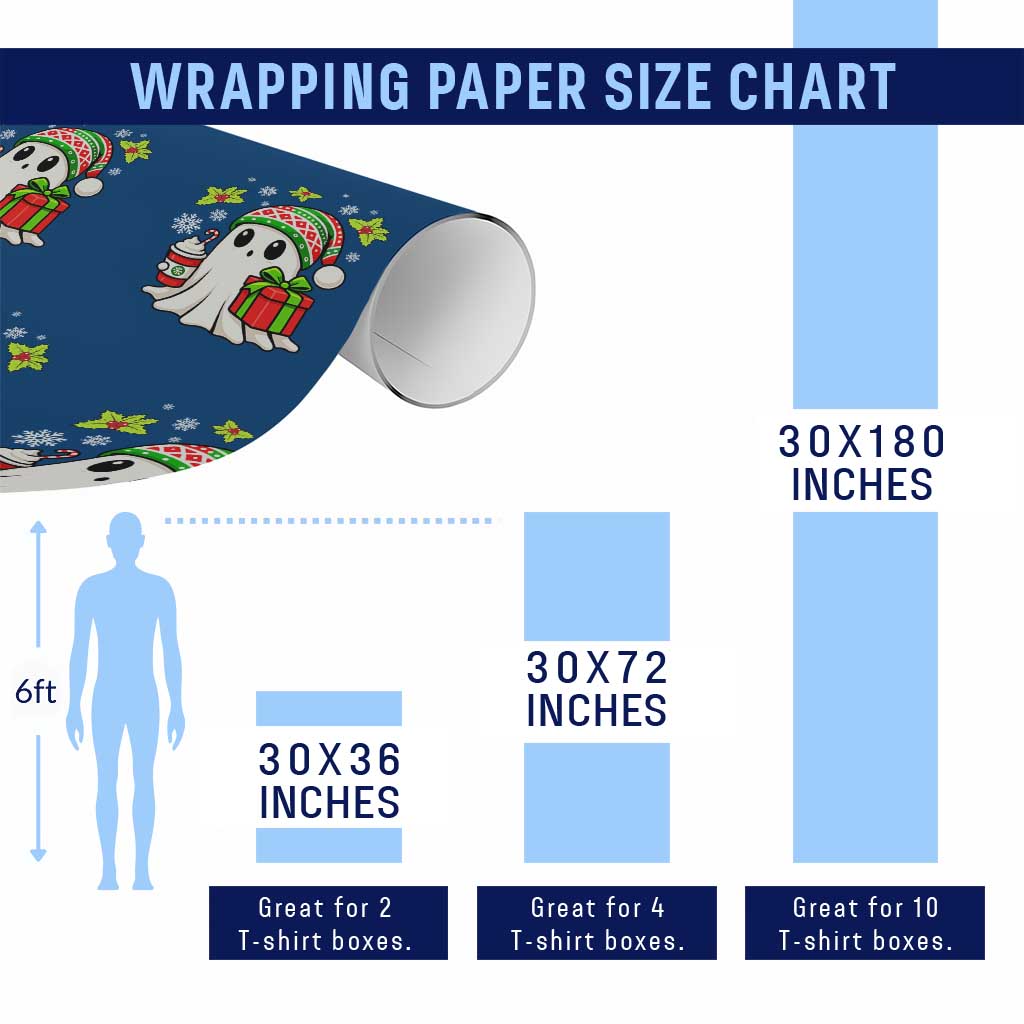 Ghost Santa Christmas Wrapping Paper Roll Holiday Xmas Halloween - Wonder Print Shop