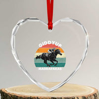 Giddy Up Madafakas Retro Sunset Horse Racing Heart Crystal Glass Ornament Funny Sarcastic Equestrian Jockey Vintage 70s