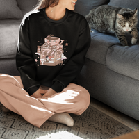 Cat Lover Sweatshirt CatFe Anime Kitty Coffee Shop - Wonder Print Shop
