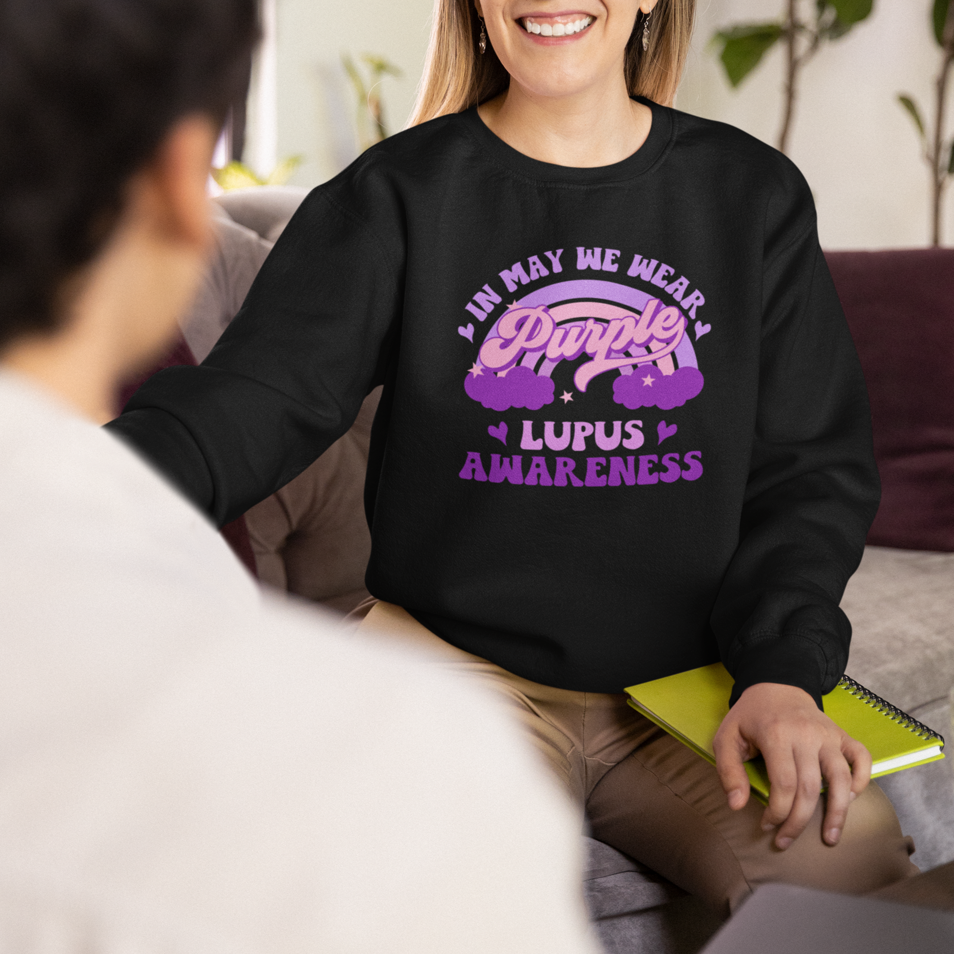 Lupus Awareness Sweatshirt In May We Wear Purple Lupus Awareness Purple Ribbon Awareness - Wonder Print Shop