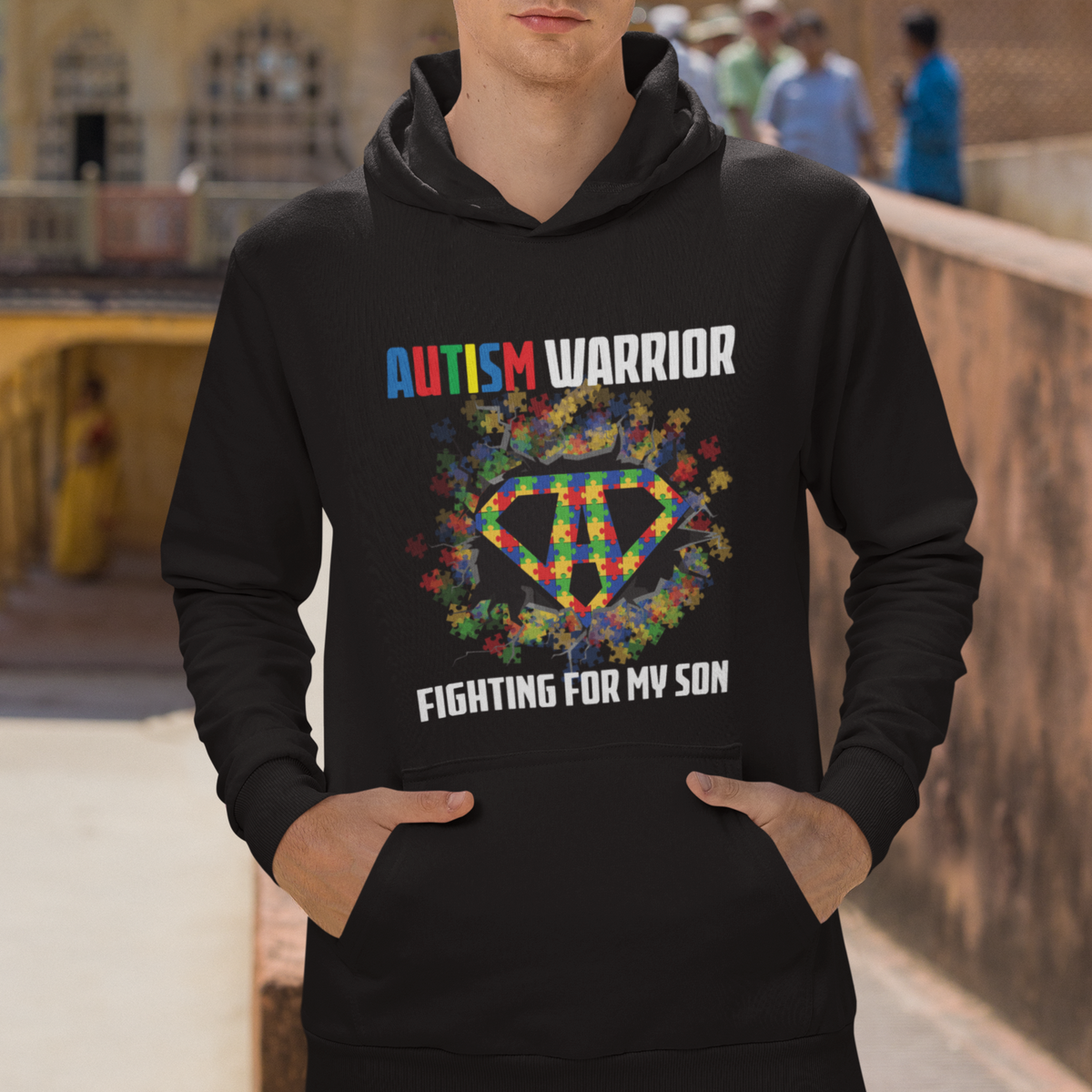 Autism Warrior Fighting For My Son Mom Dad Parents Hoodie - Wonder Print Shop