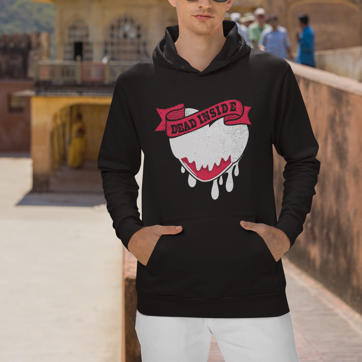 Valentine's Day Hoodie Dead Inside Melting Heart Goth - Wonder Print Shop