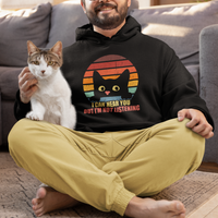 Sarcastic Cat Hoodie Funny Cat I Can Hear You But I'm Not Listening Retro - Wonder Print Shop