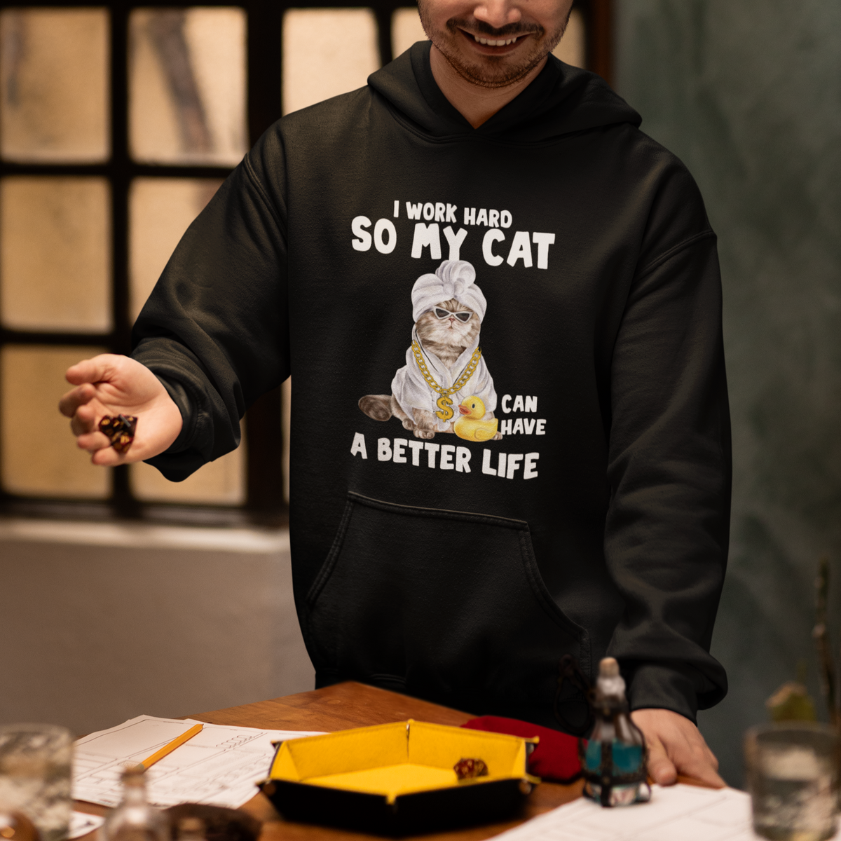 I Work Hard So My Cat Can Have A Better Life Funny Cool Cat Hoodie - Wonder Print Shop