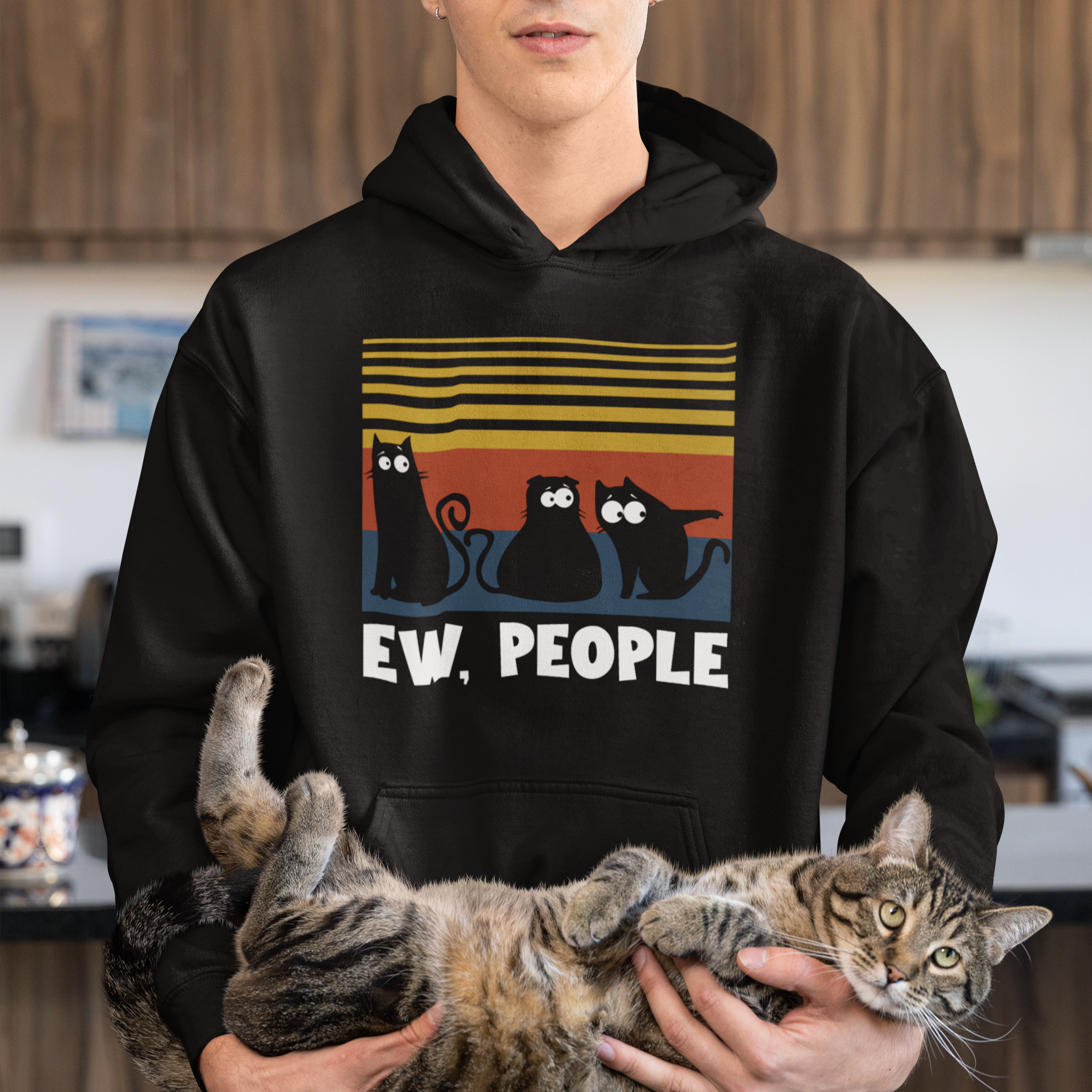 Sarcastic Cat Hoodie Ew People Hater - Wonder Print Shop