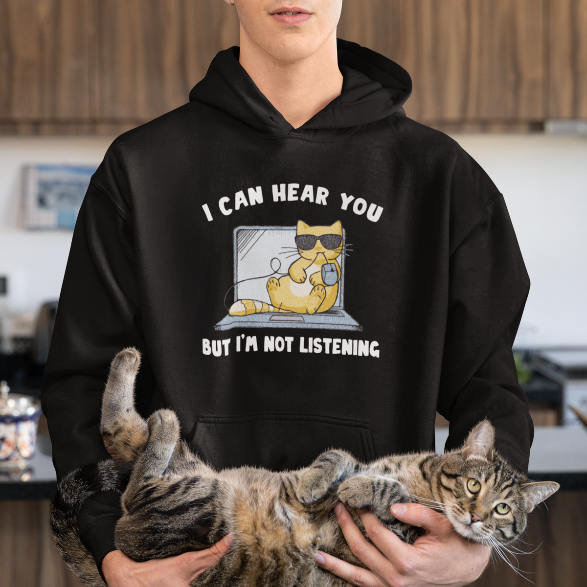 Cat Lover Hoodie I Can Hear You But I'm Not Listening - Wonder Print Shop