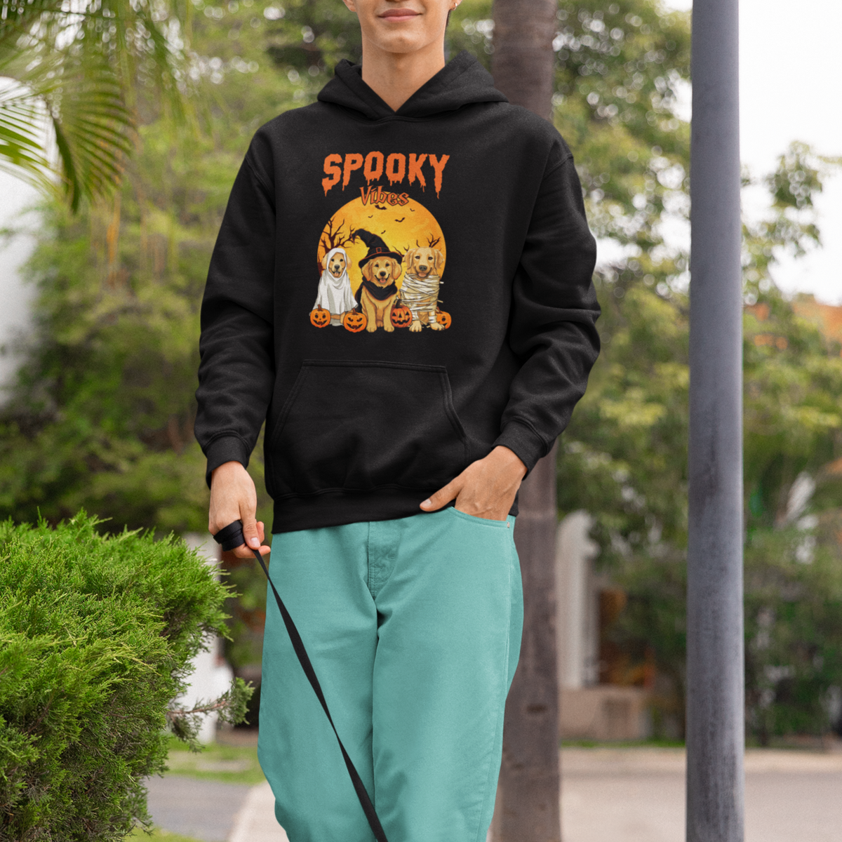 Halloween Golden Retriever Hoodie Ghost Dogs Boo Sheet Spooky Vibes - Wonder Print Shop