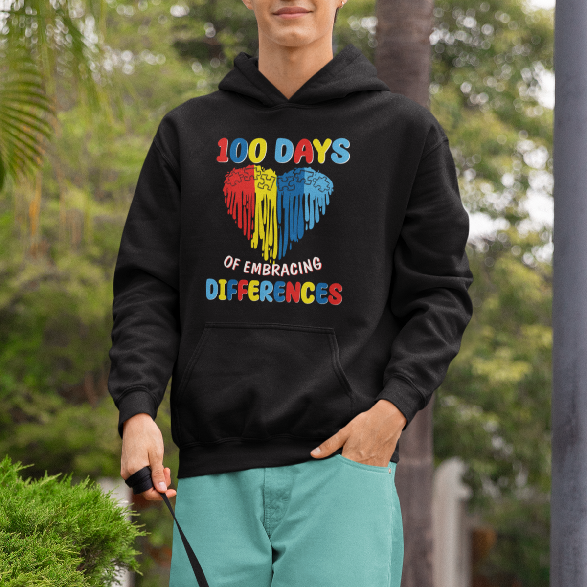 100 Days of School IEP Hoodie Embrace Differences Neurodiversity Autism ADHD Awareness - Wonder Print Shop