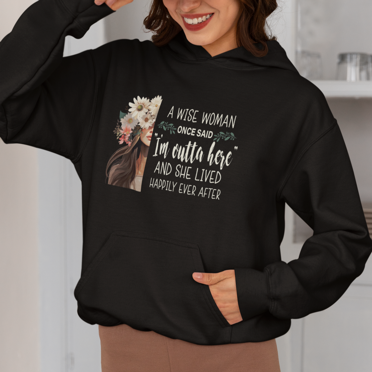 Retirement Hoodie A Wise Woman Once Said I'm Outta Here Funny Retired - Wonder Print Shop