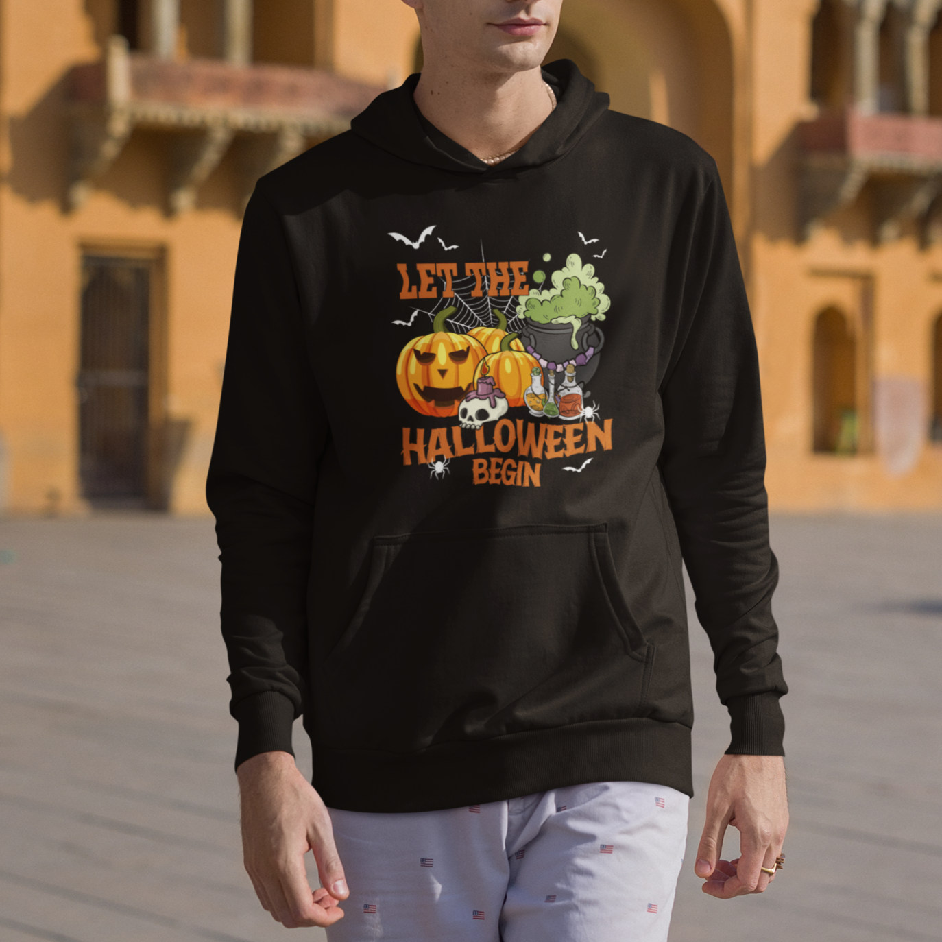 Halloween Hoodie Let The Halloween Begin Scary Pumpkin Halloween Costume - Wonder Print Shop