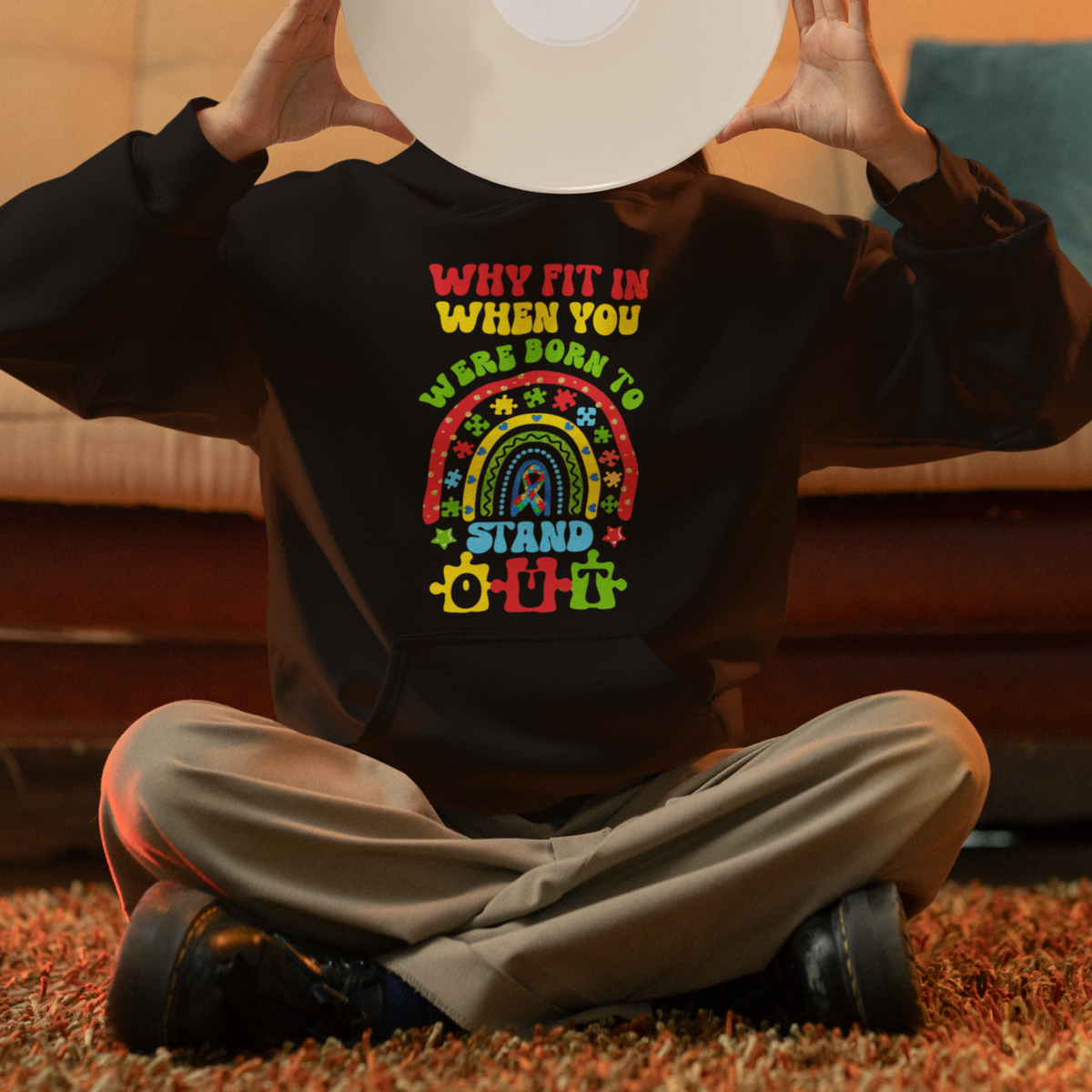 Autism Awareness Hoodie Why Fit In When You Were Born To Stand Out - Wonder Print Shop