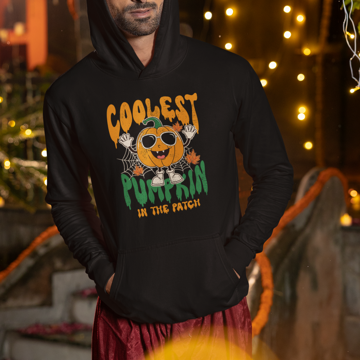 Fall Pumpkin Hoodie Coolest Pumpkin In The Patch Autumn Halloween Spooky Season - Wonder Print Shop