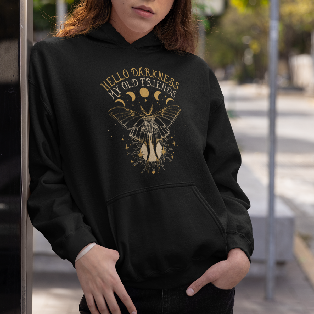 Moth Hoodie Hello Darkness My Old Friend Sound Of Silence Starry Luna Moth Actias Luna Mystic Alchemy Moth Spirit Animal Celestial Shirt for Women, Moth T-shirt, Spiritual Shirt, - Wonder Print Shop