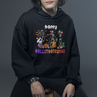 Hallothanksmas Hoodie Halloween Thanksgiving Christmas HalloThanksMas Skeleton - Wonder Print Shop