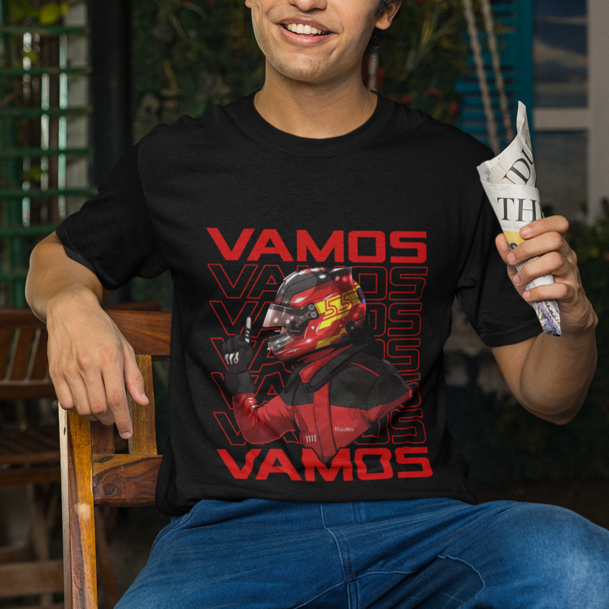 Carlos Sainz 55 T Shirt Vamos Let's Go Spanish Racing Driver F1 Racing Singapore GP - Wonder Print Shop
