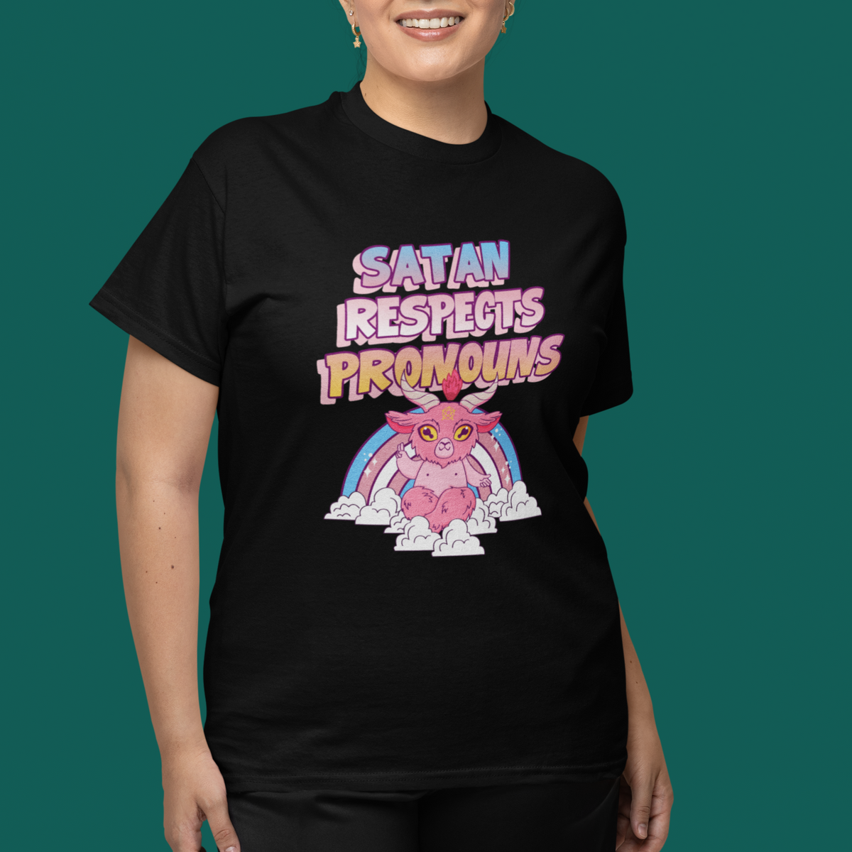 Protect Trans Kids T Shirt Satan Respects Pronouns Transgender Pride Trans Flag - Wonder Print Shop