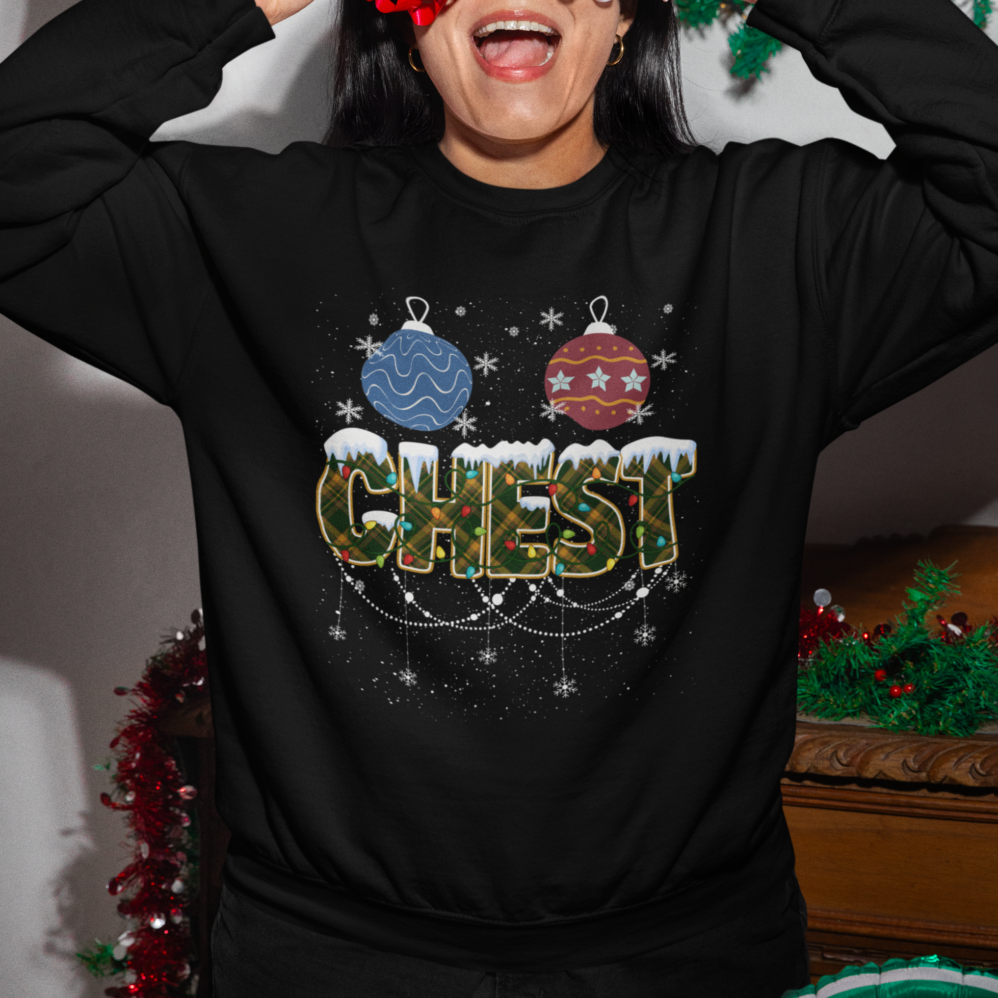 Christmas Couples Sweatshirt Chestnuts Xmas Matching Family Funny Chest - Wonder Print Shop