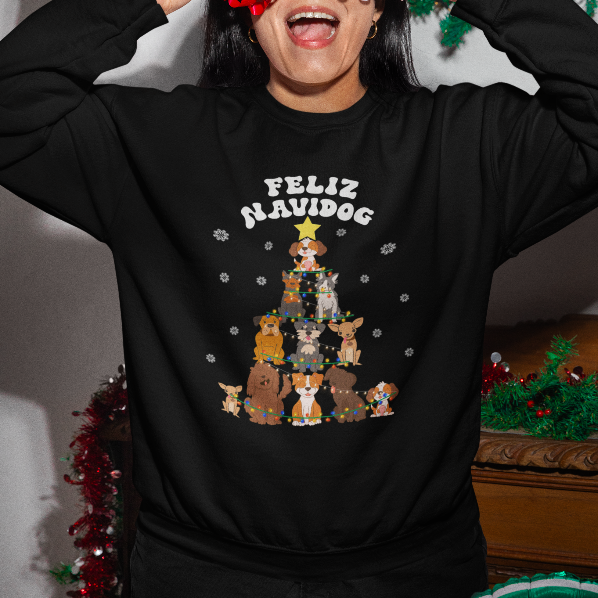 Feliz Navidog Dog Christmas Tree Sweatshirt TS09