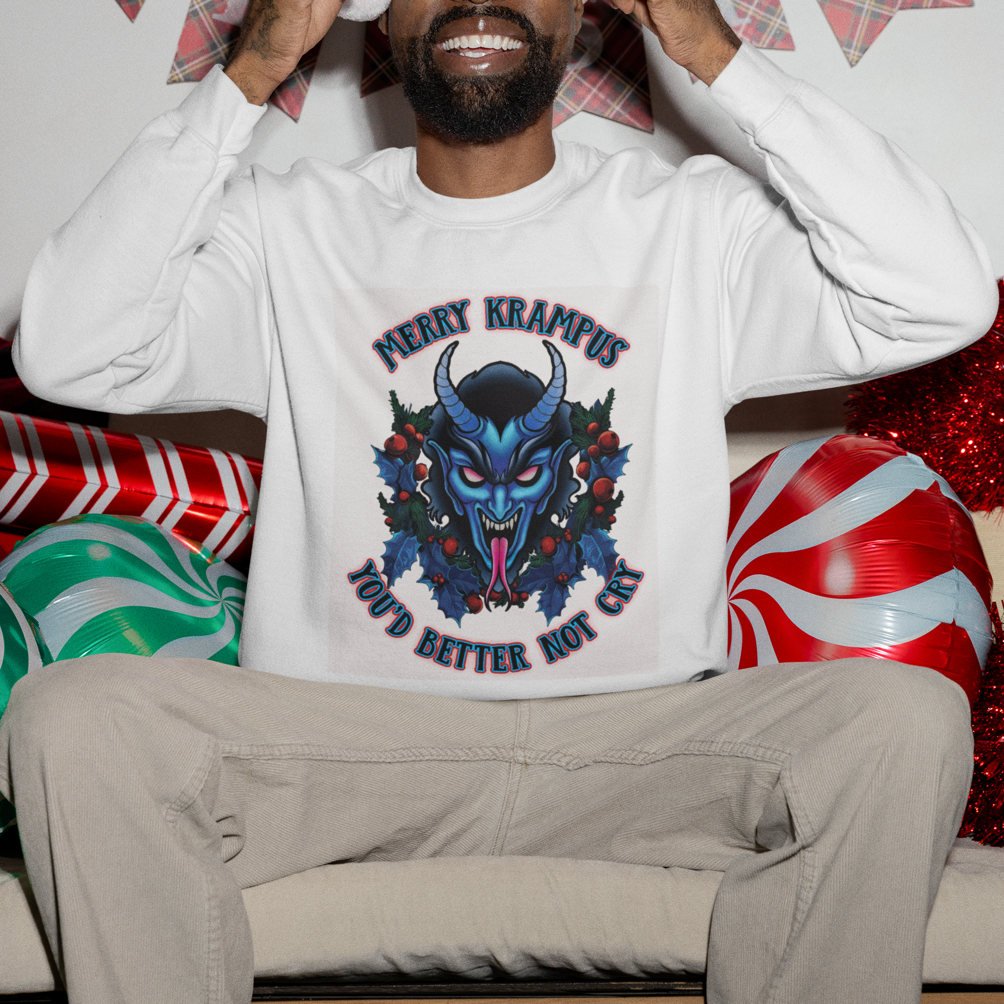 Merry Krampus Horor Christmas You'd Better Not Cry Sweatshirt TS09