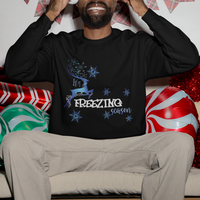 Freezing Season Christmas Reindeer Snowflake Sweatshirt - Wonder Print Shop