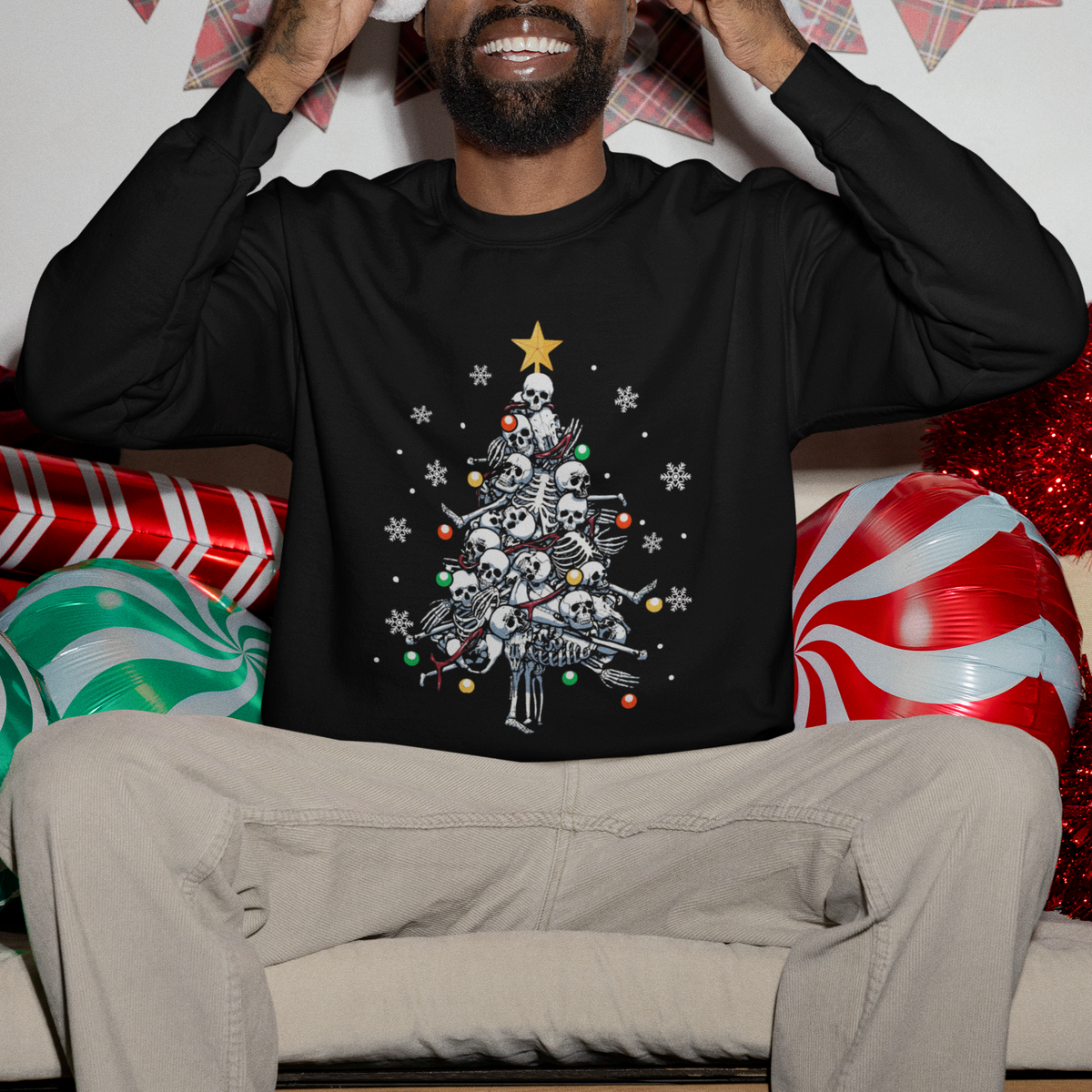 Skull Christmas Tree Cool Christmas Skeleton Sweatshirt - Wonder Print Shop