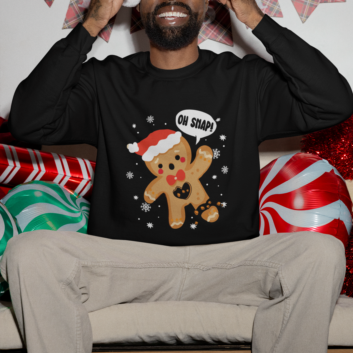 Op Snap Gingerbread Broken Heart Single Christmas Sweatshirt - Wonder Print Shop