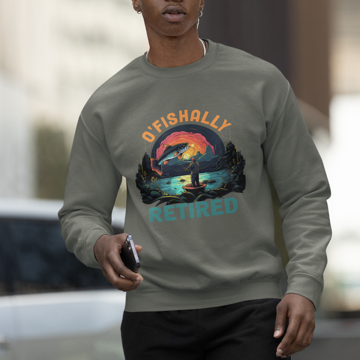 Retirement Sweatshirt O'fishally Retired Fishing Men - Wonder Print Shop