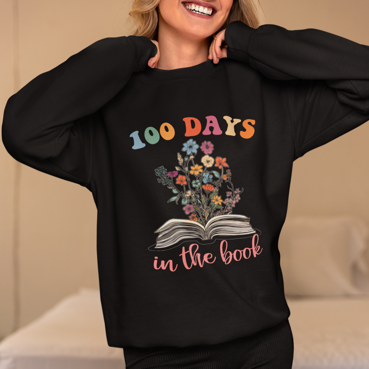 100 Days of School Sweatshirt 100 Days In The Book Reading - Wonder Print Shop