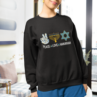 Peace Love Hanukkah Retro Chanukah Jewish Menorah Star of David Sweatshirt - Wonder Print Shop