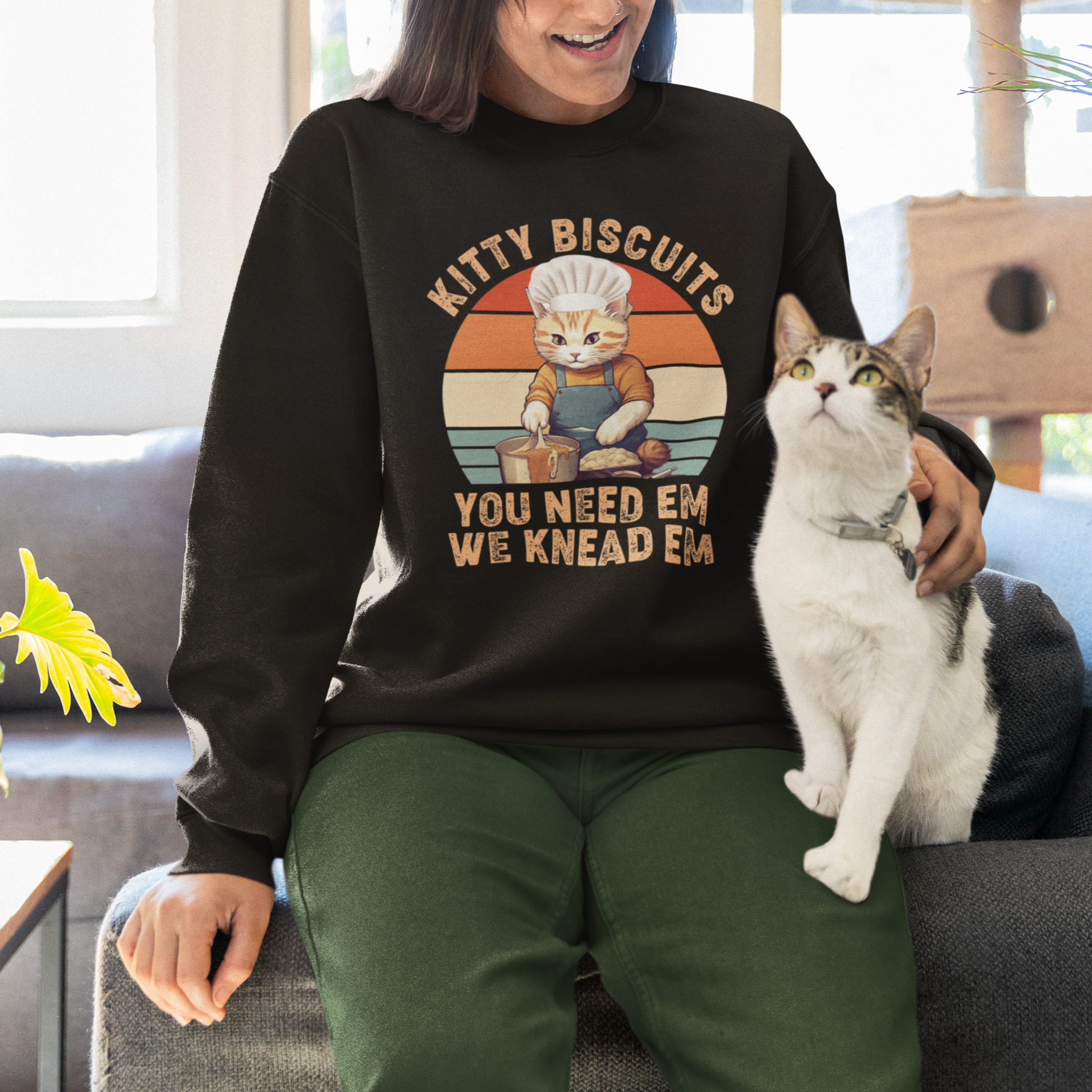 Kitty Biscuits You Need Em We Knead Em Vintage Sweatshirt - Wonder Print Shop
