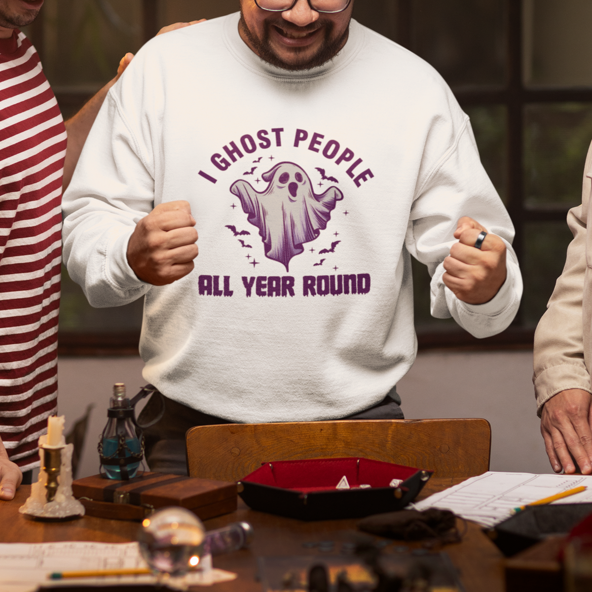 Funny Boo Sheet Sweatshirt I Ghost People All Year Round Spooky Ghost Halloween Costume - Wonder Print Shop