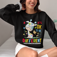 Autism Awareness Sweatshirt It's Ok To Be Different Cute Puzzle Giraffe - Wonder Print Shop