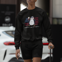 Fight or Flight Meme Cool Penguin Pun Patriotic US Flag Sweatshirt - Wonder Print Shop
