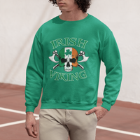 St. Patrick's Day Sweatshirt Irish Viking Skull Lucky Shamrocks Ireland Flag - Wonder Print Shop
