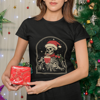 Skeleton Christmas T Shirt Dead Inside But Caffeinated Coffee Addict Xmas Vibe - Wonder Print Shop